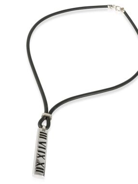 Tiffany And Co. Atlas Bar Pendant On Rubber Cord in Sterling Silver